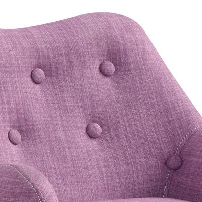  Gulches 19.5"W Pink Linen Kids Chair - Button Tufted Back, Wooden Legs, Stylish Seating