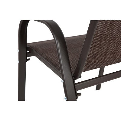 2 Piece Patio Chairs,Outdoor Camping Chair With Breathable Textilene Fabric,Set Of 2 Chairs With Armrest High Backrest For Garden,Space Saving( Brown)
