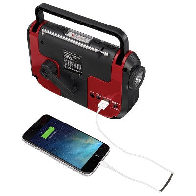  WeatherX WB/AM/FM Solar Charge Radio - Red (WR383R)