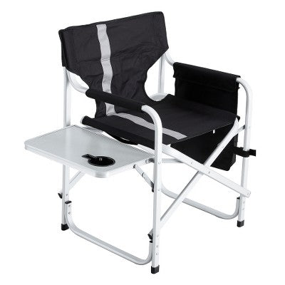  YUHAO 1PCS Outdoor Storage Pockets Lightweight Oversized Directors Chair，Padded Folding Outdoor Chair For Camping Picnics Fishing，Black+Grey