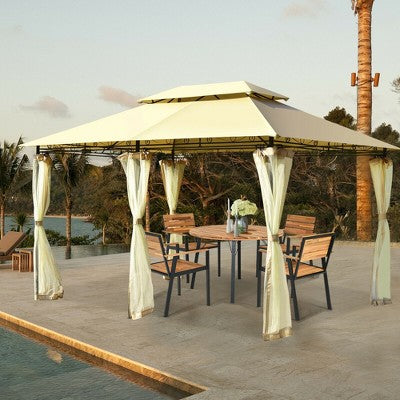  Costway 2-Tier 10'x13' Steel Gazebo Canopy Tent Shelter Patio Garden Outdoor Netting
