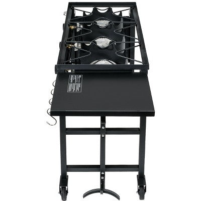 Barton 87,000 BTU 3-Burner Outdoor Propane Grill Camp Stove Side Table W/ Wheel (4) Hook Utensil Holder, Black