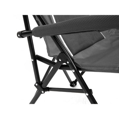  DOMETOUR High Back Heavy Duty Lawn Chair Support 250LBS, Portable Collapsible Chair With Cup Holder -Grey