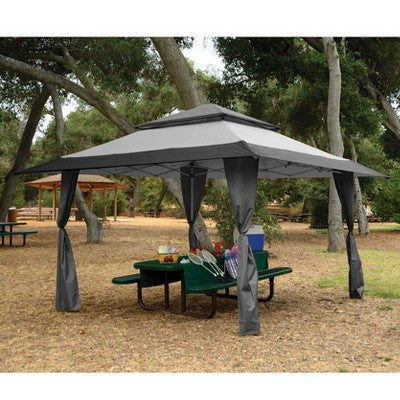  Z-Shade 13 X 13 Foot Adjustable Height Instant Gazebo Outdoor Canopy Patio Shelter Tent With Stakes, Steel Frame, And Storage Carry Bag, Gray