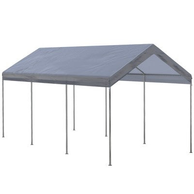  Outsunny 10' X 20' Carport, Portable Garage & Patio Canopy Tent, Adjustable Height, Anti-UV Cover For Car, Truck, Boat, Catering, Wedding