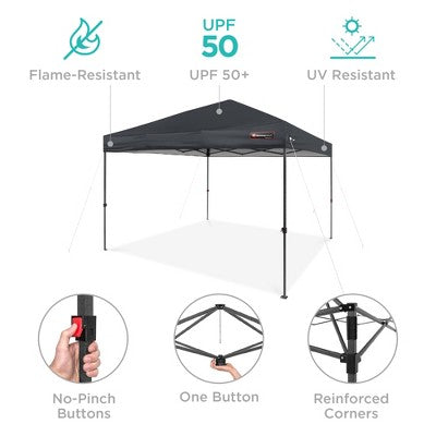  Best Choice Products 10x10ft Easy Setup Pop Up Canopy Instant Portable Tent W/ 1-Button Push, Carry Case