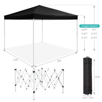  10 X 10 FT Pop Up Canopy, Party Tent With Mosquito Netting, Height Adjustable Instant Sun Shade, For Parties, Camping, Events