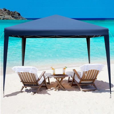  Costway Patio 10x10ft Outdoor Instant Pop-up Canopy Folding Sun Shelter Carry Bag Navy/Grey/White