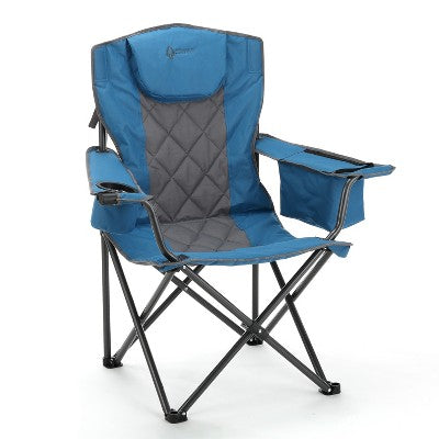  Arrowhead Outdoor Portable Folding Camping Quad Chair W/ 6-Can Cooler, Heavy-Duty Carrying Bag, Supports Up To 450lbs (Ocean Blue)