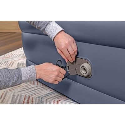  Bestway Tritech 20 Inch Thick Durable Comfortable Air Mattress With Ultra-Fresh Antimicrobial Coating & Built-in AC Pump For 4 Minute Inflation, Queen