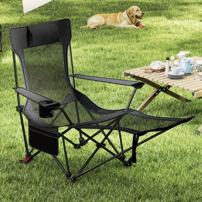  Tangkula 2PCS Camping Lounge Chair W/Detachable Footrest 4-position Backrest Carrying Bag