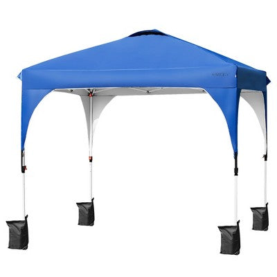  10x10 FT Outdoor Pop Up Tent Canopy Height Adjustable Sun Shelter W/ Roller Bag