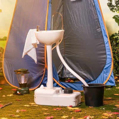  Alpcour 17L Portable Camping Sink – Foot Pump Operated Hygiene Station With Towel Rack And Soap Dispenser