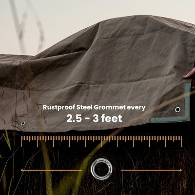  WHITE DUCK Heavy Duty Canvas Tarp, 18 Oz Water-Resistant Cotton With Reinforced Edges & Stainless Steel Grommets