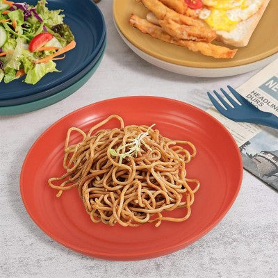  Itopfox Wheat Straw Dinnerware Set, 36-Piece Unbreakable Plates & Bowls, Eco-Friendly & Microwave Safe, Ideal For Camping, Picnics & Home Use