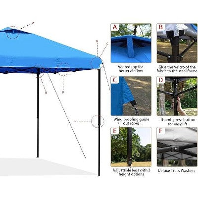  Anybear 10x10FT Light Blue Pop Up Canopy Tent With Adjustable Legs