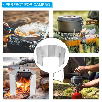  Unique Bargains Folding Mini 9 Plates Heat Shield Windscreen Camping Stove With Drawstring Bag