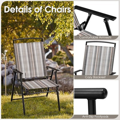  Tangkula Outdoor Folding Chairs Set Of 2/4 Lightweight High Back Chairs W/ Armrests Heavy-Duty Metal Frame
