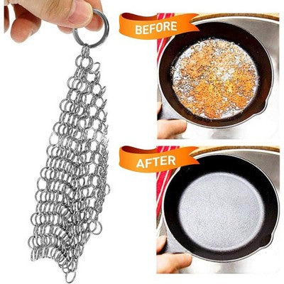  NutriChef Stainless Steel Cast Iron Cleaner - Durable Chainmail Pan-Pot Dutch Oven Cleaning Tool - Black