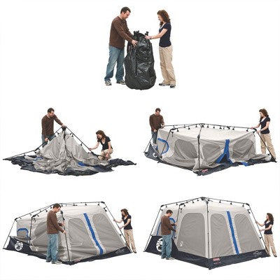  Coleman 14 X 10 Foot 8 Person Instant Cabin Camping Double Thick Fabric Family Tent With Integrated Rainfly And Carry Bag For Camping And Hiking