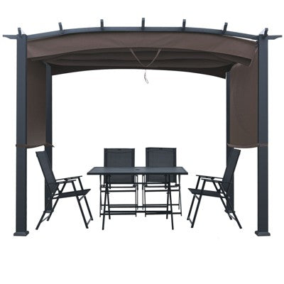  Tangkula Outdoor Retractable Pergola 10 X 10ft Patio Pergola Gazebo Sun Shade Shelter Canopy W/Heavy Duty Steel Frame For Beach