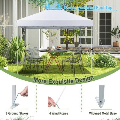  Costway 2-Tier 10' X 10' Pop-up Canopy Tent Instant Gazebo Adjustable Carry Bag With Wheel
