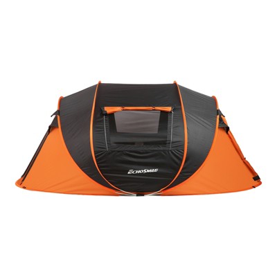  DSVIMOY Pop-Up Camping Boat Tent, Outdoor Tent For 5-8 Person, Spacious, Water-Resistant, Black&Orange, 110.24"*78.74"*47.24"