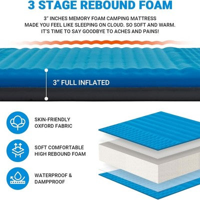  KingCamp 2 Person Self Inflating Double Insulated Pad Camping Mattress For Tent, Cot, Traveling, And Hiking Deluxe Series