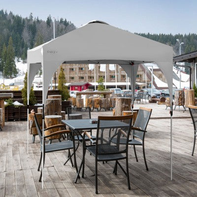  Tangkula Pop-up Canopy Tent 6.6’ X 6.6’ Height Adjustable Commercial Instant Canopy W/ Portable Roller Bag Blue/ White/ Grey