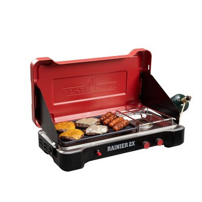  Camp Chef Mountain Series Rainier 2x Two-Burner Camp Stove With Griddle & Carry Bag