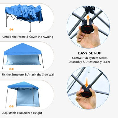  Tangkula 10x10 Ft Pop Up Canopy Tent One Person Set-up Instant Shelter With Central Lock W/ Roll-up Side Wall