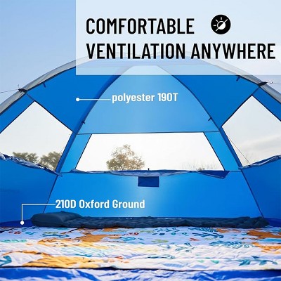  Boersma Beach Tent – UPF 50+ Sun Protection, Fits 4 People. Portable, Easy To Set Up, Perfect For Beach Days, Picnics, And Outdoor Shade.