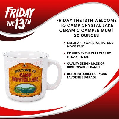  Silver Buffalo Friday The 13th Welcome To Camp Crystal Lake Ceramic Camper Mug | 20 Ounces