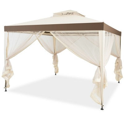 10’x 10’ 2-tier Canopy Gazebo Tent Outdoor Netting Picnic Party Sun Shade