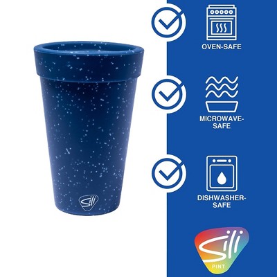  Silipint: Silicone 16oz Coffee Tumblers 2 Pack Blue Speckled - Unbreakable Cups