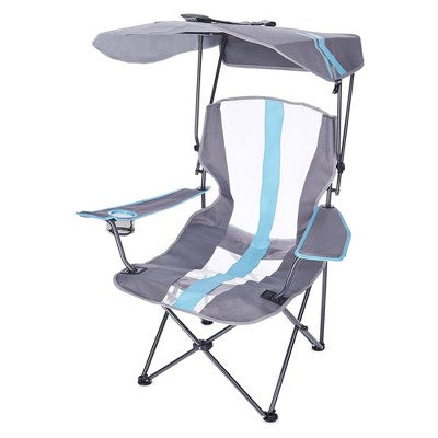  Kelsyus Premium Portable Camping Folding Outdoor Lawn Chair W/ 50+ UPF Canopy, Cup Holder, & Carry Strap, For Sports, Beach, Lake, Blue/Black (2 Pack)