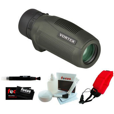  Vortex Optics S105 Solo 10x25 Monocular + Focus Foam Float Strap Red + Accessory Kit