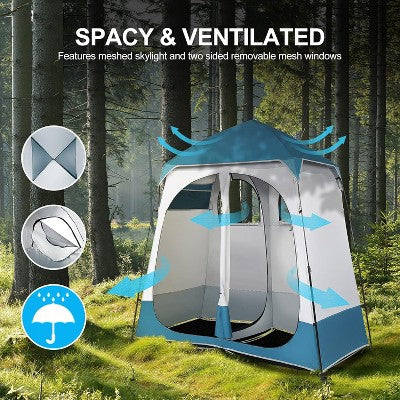  VINGLI 2 Room Shower Tent, 7.5 FT Instant Pop Up Shelter With Carrying Bag, Privacy Changing Room Tent