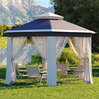  Garvee 13x13FT Pop Up Gazebo Screen Tent, Hexagonal Instant Gazebo Tent With Mosquito Netting Outdoor Canopy,6 Sided Sun Shelter