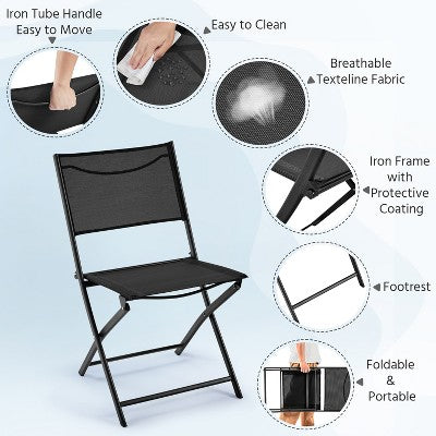  Yaheetech Set Of 4 Folding Dining Chairs With Backrests For Garden/ Lawn/ Porch/ Backyard Pool