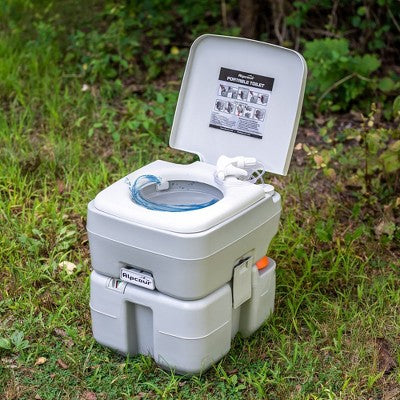  Alpcour 5.3 Gallon Compact Portable Toilet – Indoor & Outdoor Commode With Piston Pump Flush And Washing Sprayer
