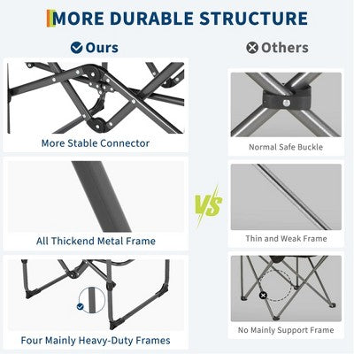  Oversized Camping Directors Chair 2 Pcs, Portable Folding Lawn Chairs For Adults Heavy Duty With Side Table, Outdoor Foldable Camp Chair With Pocket