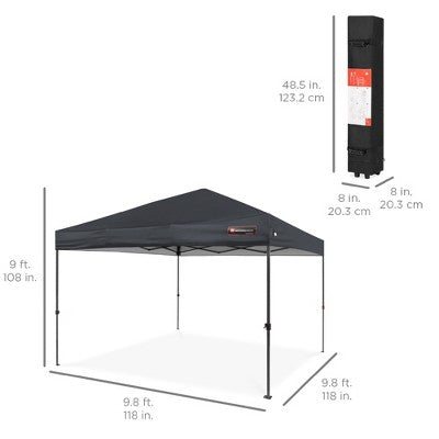  Best Choice Products 10x10ft Easy Setup Pop Up Canopy Instant Portable Tent W/ 1-Button Push, Carry Case