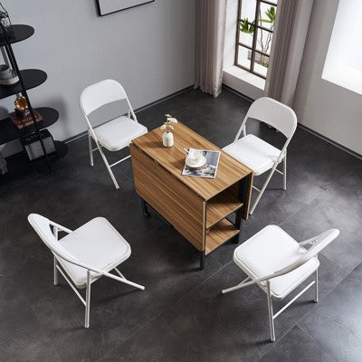  Sevobal Outdoor Portable Chairs 4PCS Foldable Soft Cushion Chair Set With PVC Seat For Living Room And Reception, White, 15.75"*17.72"*30.71"
