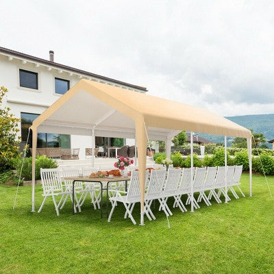  Costway 10x20 Ft Heavy-Duty Steel Carport Car Canopy Shelter Sidewalls Tent Garage