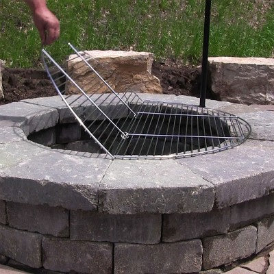 Sunnydaze Decor Sunnydaze Outdoor Camping Portable Heavy-Duty Foldable Chrome-Plated Fire Pit Cooking Grill Grate