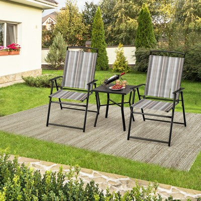  Tangkula Outdoor Folding Chairs Set Of 2/4 Lightweight High Back Chairs W/ Armrests Heavy-Duty Metal Frame