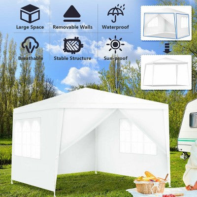  Costway Canopy Party Wedding Event Tent 10'x10' Heavy Duty Outdoor Gazebo Side Walls