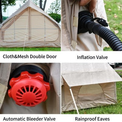  Cesicia Glamping Tents For 4-6 Person, Inflatable Tent With Pump, 4 Season Waterproof Outdoor Tent With 12 Mesh Window