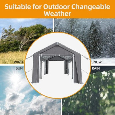  Carport Canopy Heavy Duty Waterproof UV Resistant Portable Garage 4 Doors & 4 Windows Carport With Removable Sidewalls For Car Truck Boat Storage